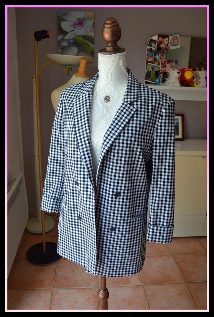 Blazer Bershka – L – Noir Et Blanc – Motif Vichy Tendance